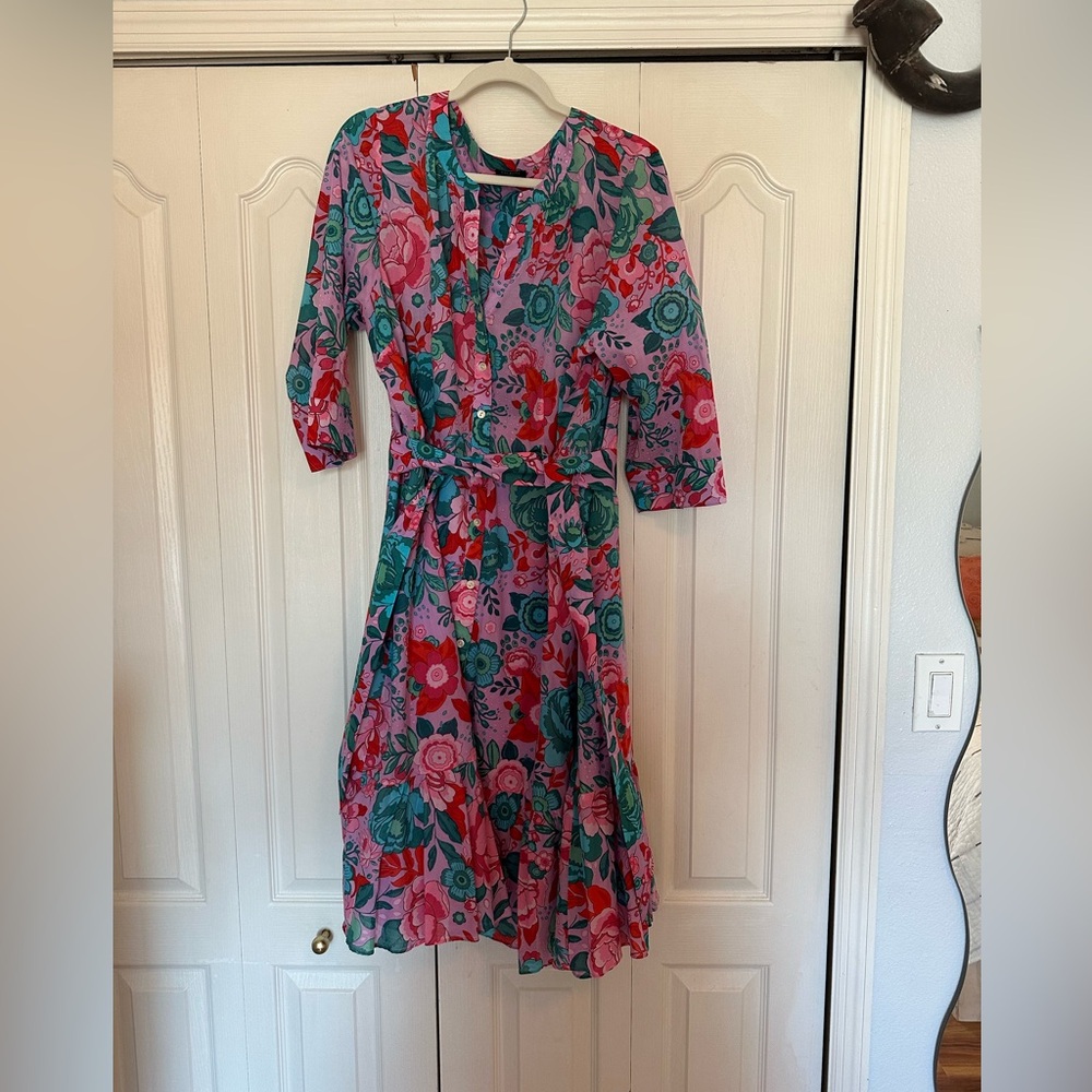 Talbots Vibrant Floral 3/4 Sleeve Dress